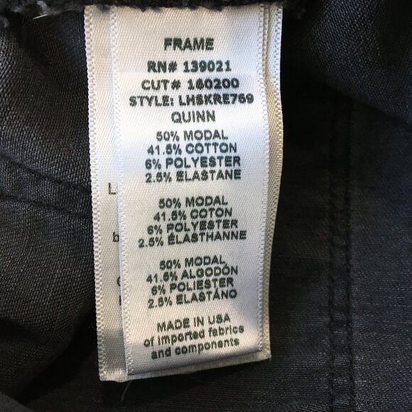 FRAME Denim 5Pocket Logo Hardware Quinn Le High Rise Waist Fray Hem Skinny Jeans - Picture 4 of 11